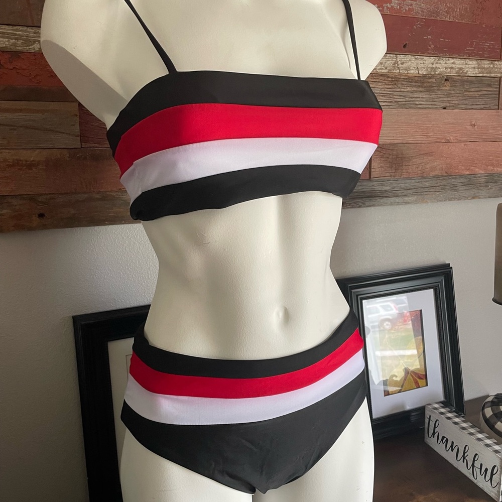 Striped two-piece swimsuit